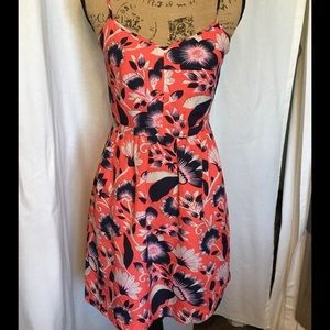 J Crew Floral Hibiscus Spaghetti Dress